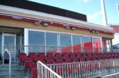 folding awnings at a sport stadium